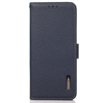 KHAZNEH Litchi Texture Viewing Stand Genuine Leather RFID Blocking Anti-theft Swiping Flip Folio Wallet Case for Xiaomi 11T / 11T Pro