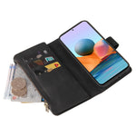 Xiaomi Redmi Note 10 Pro 4G (Global) / (Indien) Plånboksfodral med dragkedja, 15 kortfack och rem i läder för mobil