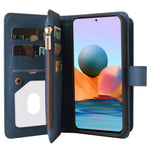 Xiaomi Redmi Note 10 Pro 4G (Global) / (Indien) Plånboksfodral med dragkedja, 15 kortfack och rem i läder för mobil