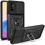 Kickstand PC + TPU Shockproof Scratch-Resistant Slide Camera Cover Phone Case for Xiaomi Redmi Note 10 5G/Note 10T 5G /Poco M3 Pro 4G/5G