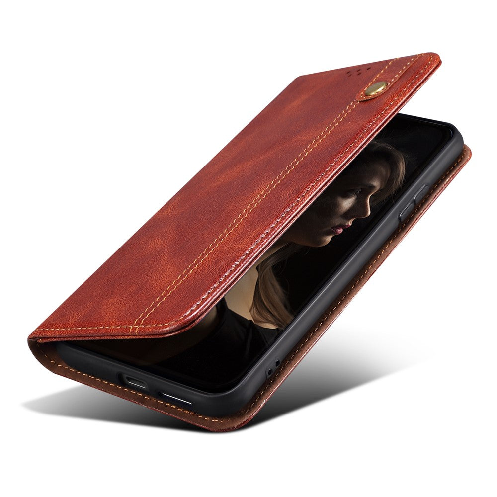 Vaxartad Crazy Horse-textur Välskyddad Snygg Plånboksdesign Magnetiskt Självabsorberande PU-läderfodral för Xiaomi 11T Pro