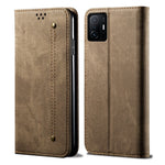 Jeans Cloth Texture Auto-absorbed Full Body Protection Stylish Wallet Design Leather Phone Case with Stand for Xiaomi 11T Pro