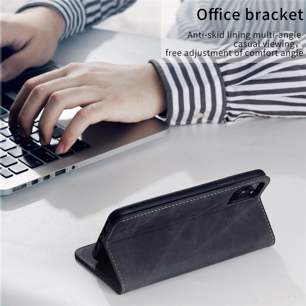 Jeans Cloth Texture Auto-absorbed Full Body Protection Stylish Wallet Design Leather Phone Case with Stand for Xiaomi 11T Pro