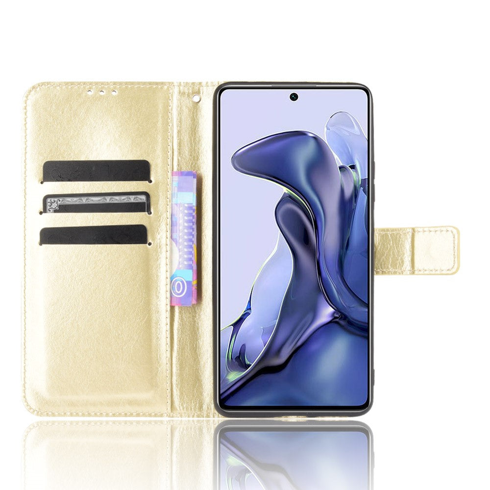 Crazy Horse PU-läder och TPU plånboksfodral för mobil med skyddande skyddsfodral till Xiaomi 11T Pro / Xiaomi 11T