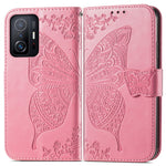 Præget læderpung med sommerfugle- og blomstermotiv til Xiaomi 11T / Xiaomi 11T Pro