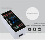A9+ 8-Port USB+Type C 40W Quick Charge Adapter with LCD Display QC 3.0 Wall Charger