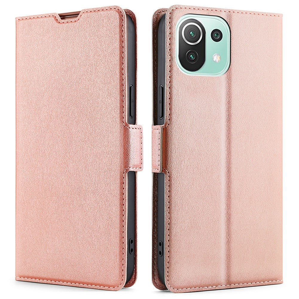 Stand Card Holder Design Ultra-thin Magnetic Clasp Leather Phone Cover Protector for Xiaomi Mi 11 Lite 4G/5G/11 Lite 5G NE