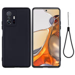Liquid Silicone Phone Case Shockproof Precise Cutout Solid Color Phone Cover with Handy Strap for Xiaomi 11T / 11T Pro