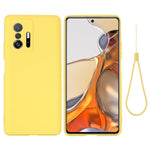 Liquid Silicone Phone Case Shockproof Precise Cutout Solid Color Phone Cover with Handy Strap for Xiaomi 11T / 11T Pro