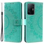 Imprinted Mandala Flower Wallet Stand Leather Cover Phone Case with Wrist Strap for Xiaomi 11T / 11T Pro