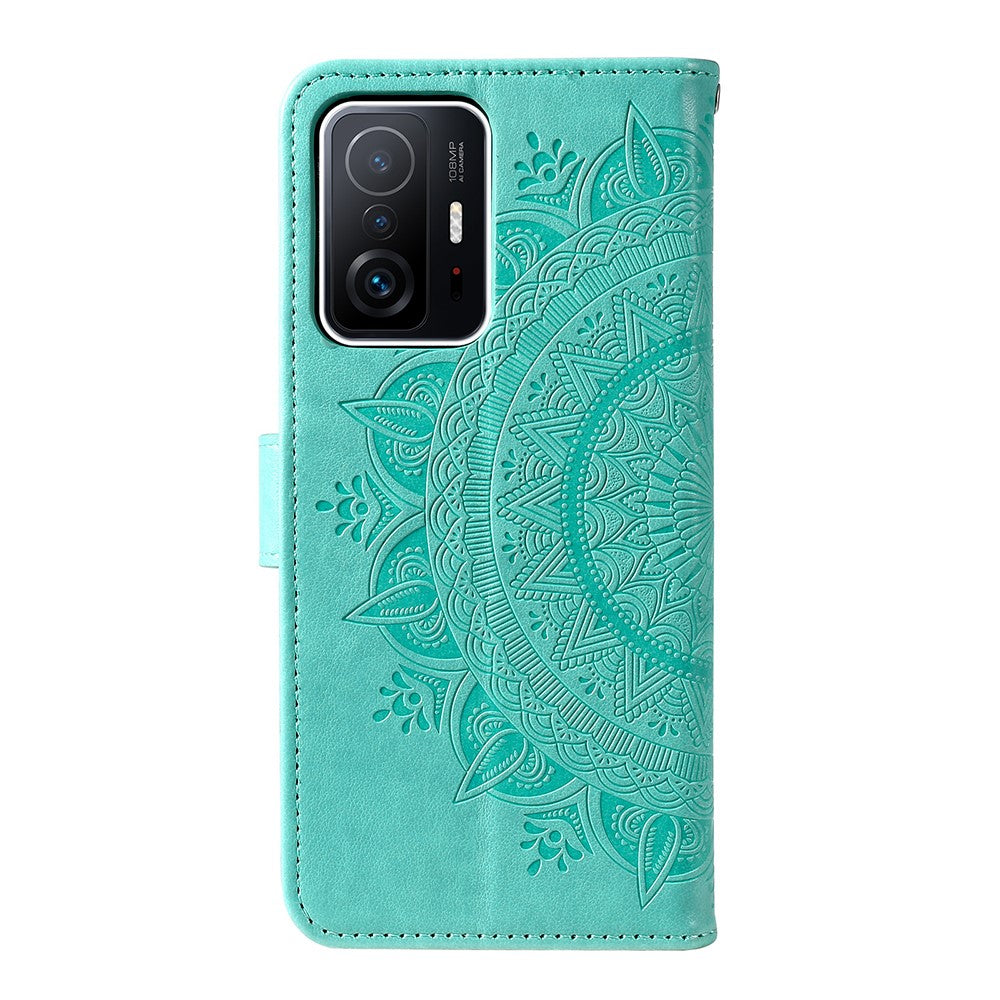 Läderfodral med präglad mandala och blomma, plånboksfodral och handledsrem för Xiaomi 11T / 11T Pro
