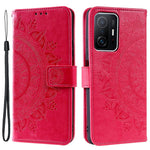 Imprinted Mandala Flower Wallet Stand Leather Cover Phone Case with Wrist Strap for Xiaomi 11T / 11T Pro