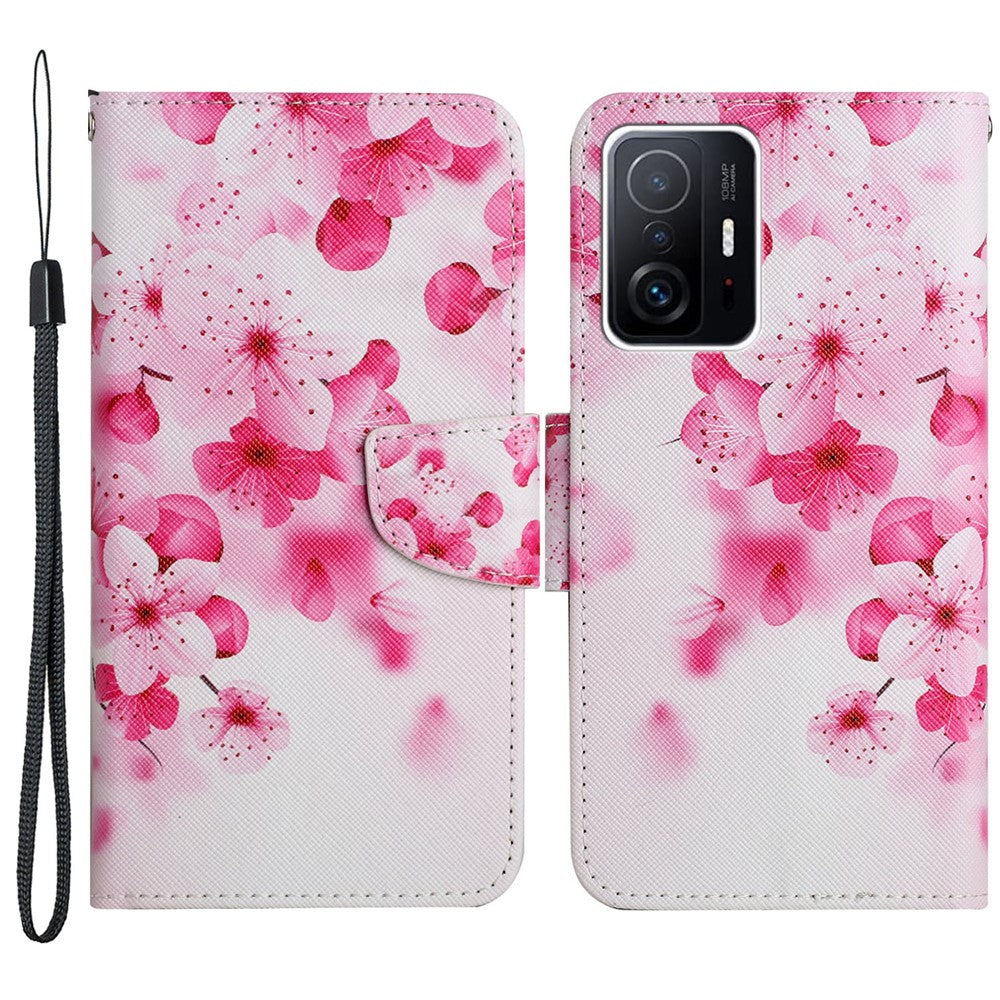 Pattern Printing Leather Protection Phone Case Wallet Stand Cover with Lanyard for Xiaomi 11T / 11T Pro