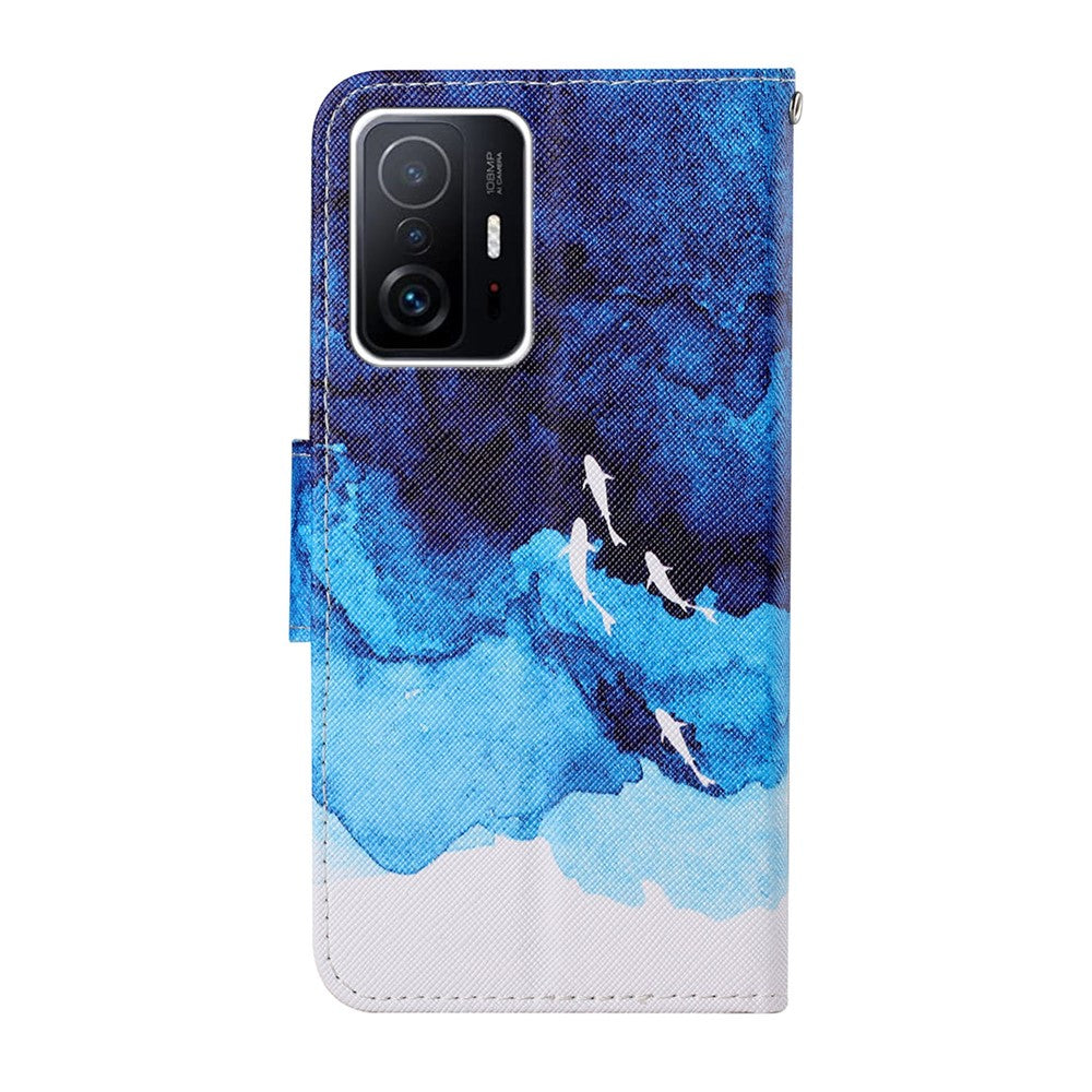 Pattern Printing Stand Wallet Design Protective Leather Case Phone Cover with Lanyard for Xiaomi 11T/11T Pro