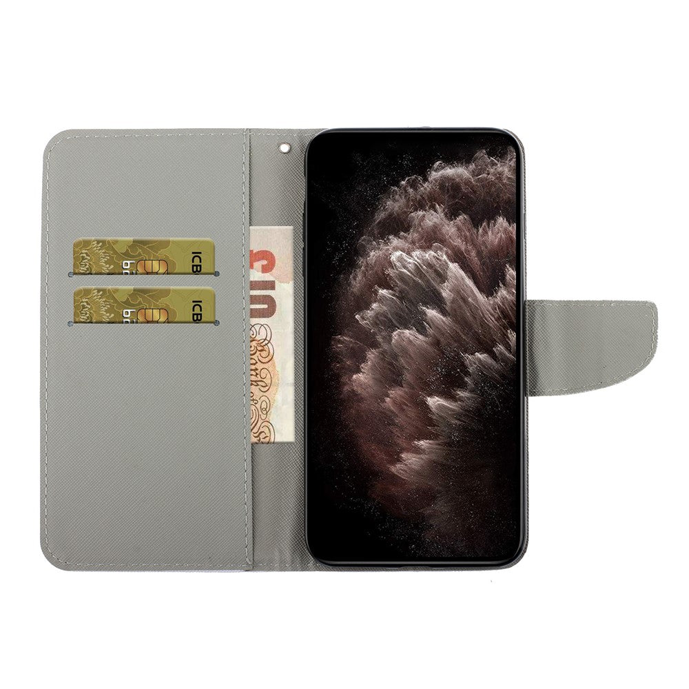 Pattern Printing Stand Wallet Design Protective Leather Case Phone Cover with Lanyard for Xiaomi 11T/11T Pro