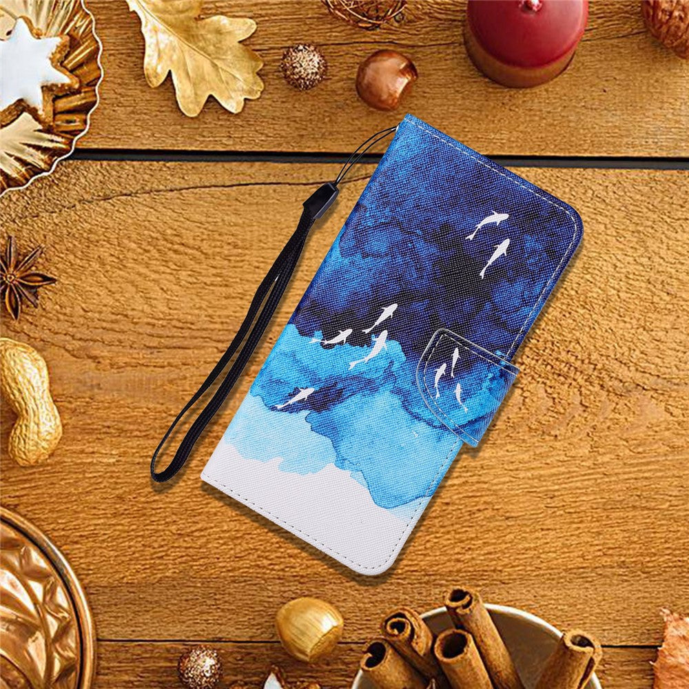 Pattern Printing Stand Wallet Design Protective Leather Case Phone Cover with Lanyard for Xiaomi 11T/11T Pro