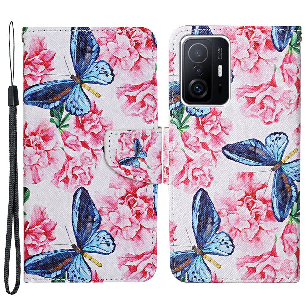 Pattern Printing PU Leather Phone Stand Wallet Case Protective Cover with Wrist Strap for Xiaomi 11T/11T Pro
