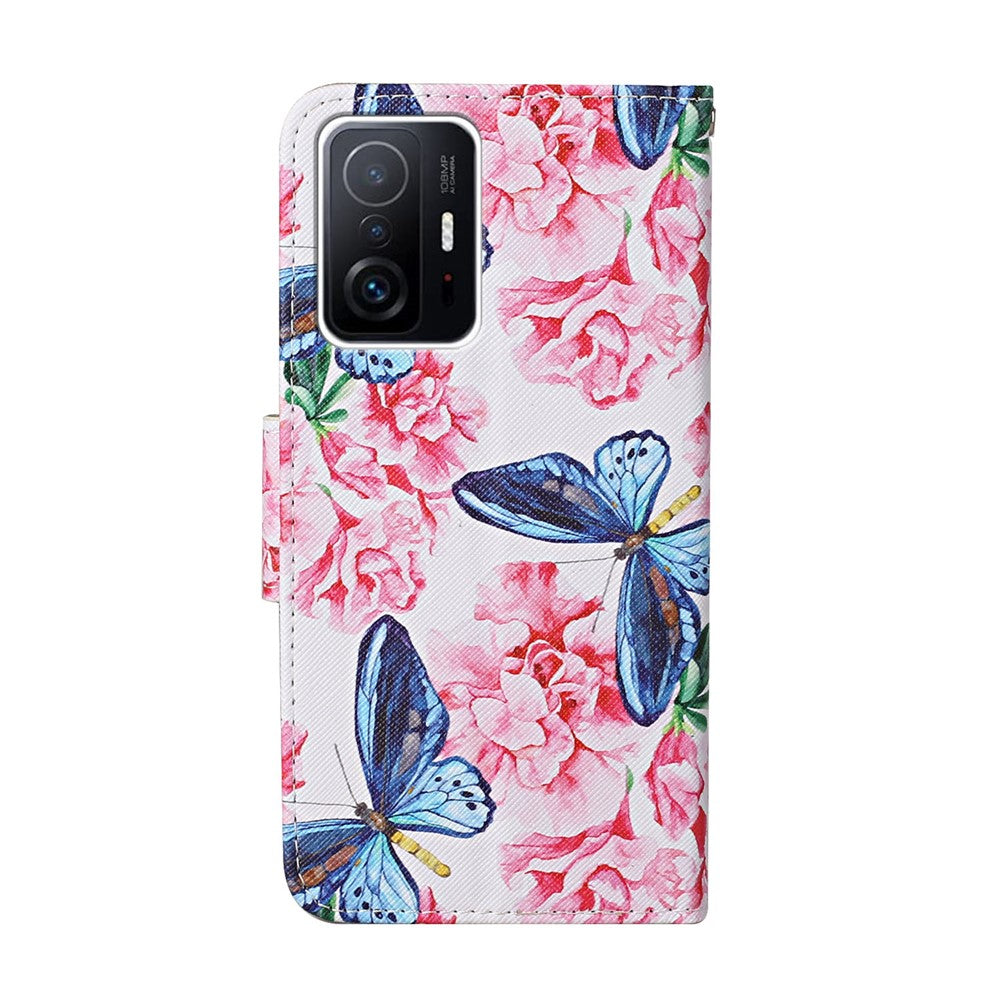 Pattern Printing PU Leather Phone Stand Wallet Case Protective Cover with Wrist Strap for Xiaomi 11T/11T Pro