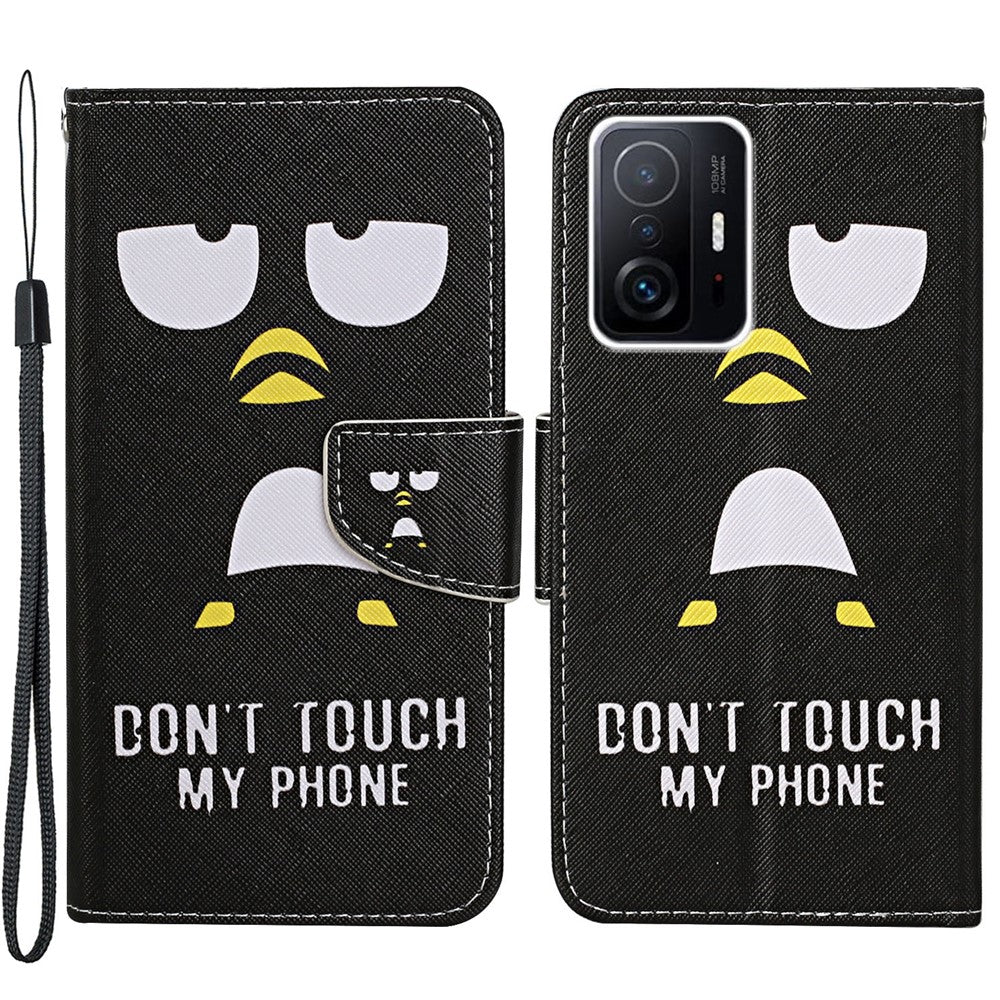Pattern Printing PU Leather Phone Stand Wallet Case Protective Cover with Wrist Strap for Xiaomi 11T/11T Pro