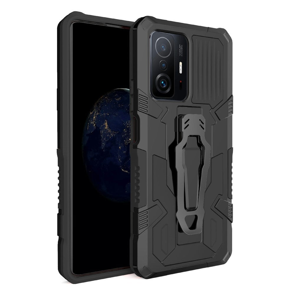 Bakklämma med stöddesign i PC + TPU + metall, hybridmobilskyddsskal för Xiaomi 11T/11T Pro