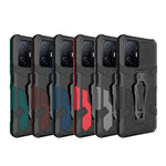 Bakklämma med stöddesign i PC + TPU + metall, hybridmobilskyddsskal för Xiaomi 11T/11T Pro