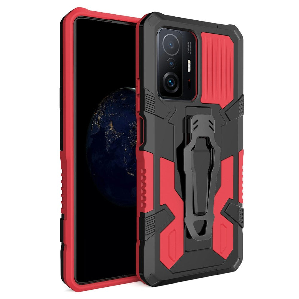 Bakklämma med stöddesign i PC + TPU + metall, hybridmobilskyddsskal för Xiaomi 11T/11T Pro