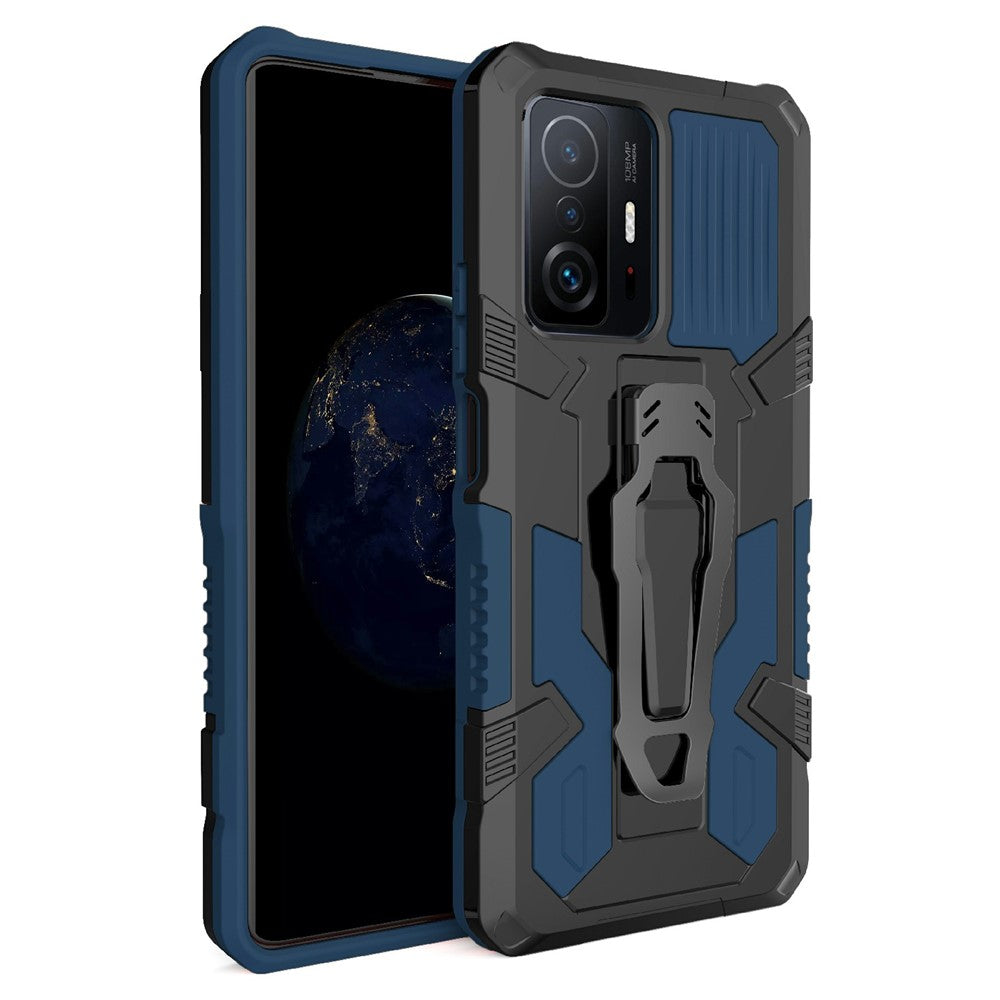 Bakklämma med stöddesign i PC + TPU + metall, hybridmobilskyddsskal för Xiaomi 11T/11T Pro