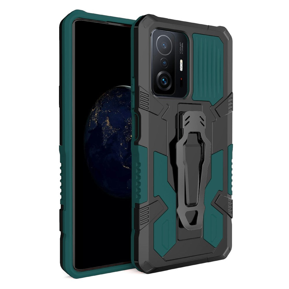 Bakklämma med stöddesign i PC + TPU + metall, hybridmobilskyddsskal för Xiaomi 11T/11T Pro