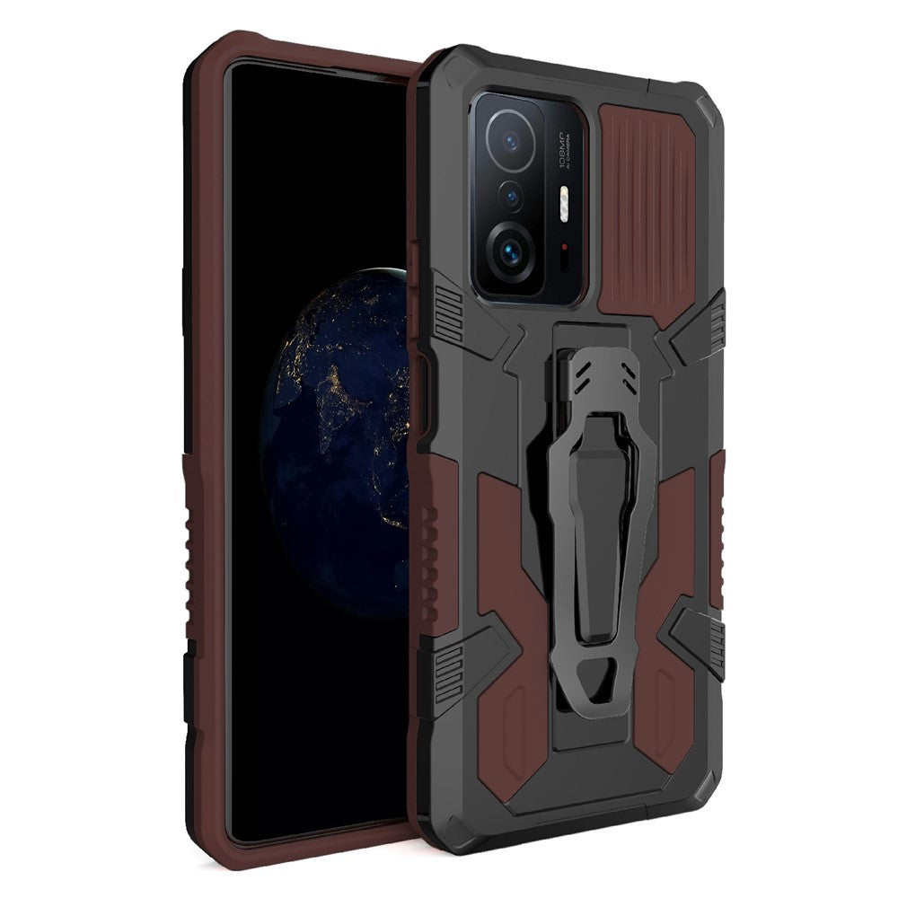 Bakklämma med stöddesign i PC + TPU + metall, hybridmobilskyddsskal för Xiaomi 11T/11T Pro