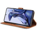 Splicing Stitching Skin-touch PU Leather and TPU Stand Wallet Phone Case Protective Cover for Xiaomi 11T/11T Pro