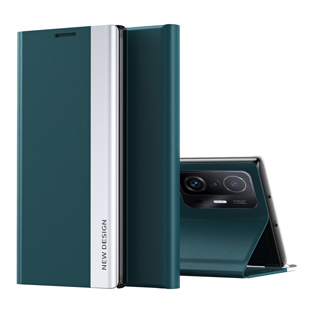 Auto Absorption Folio Flip Electroplated Leather Stand Phone Case Shell for Xiaomi 11T / 11T Pro / 11T