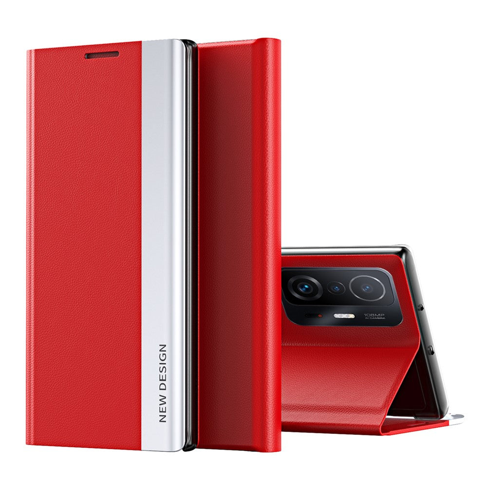 Auto Absorption Folio Flip Electroplated Leather Stand Phone Case Shell for Xiaomi 11T / 11T Pro / 11T