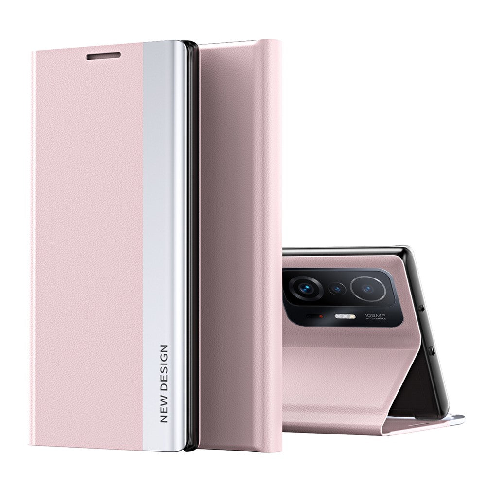 Auto Absorption Folio Flip Electroplated Leather Stand Phone Case Shell for Xiaomi 11T / 11T Pro / 11T