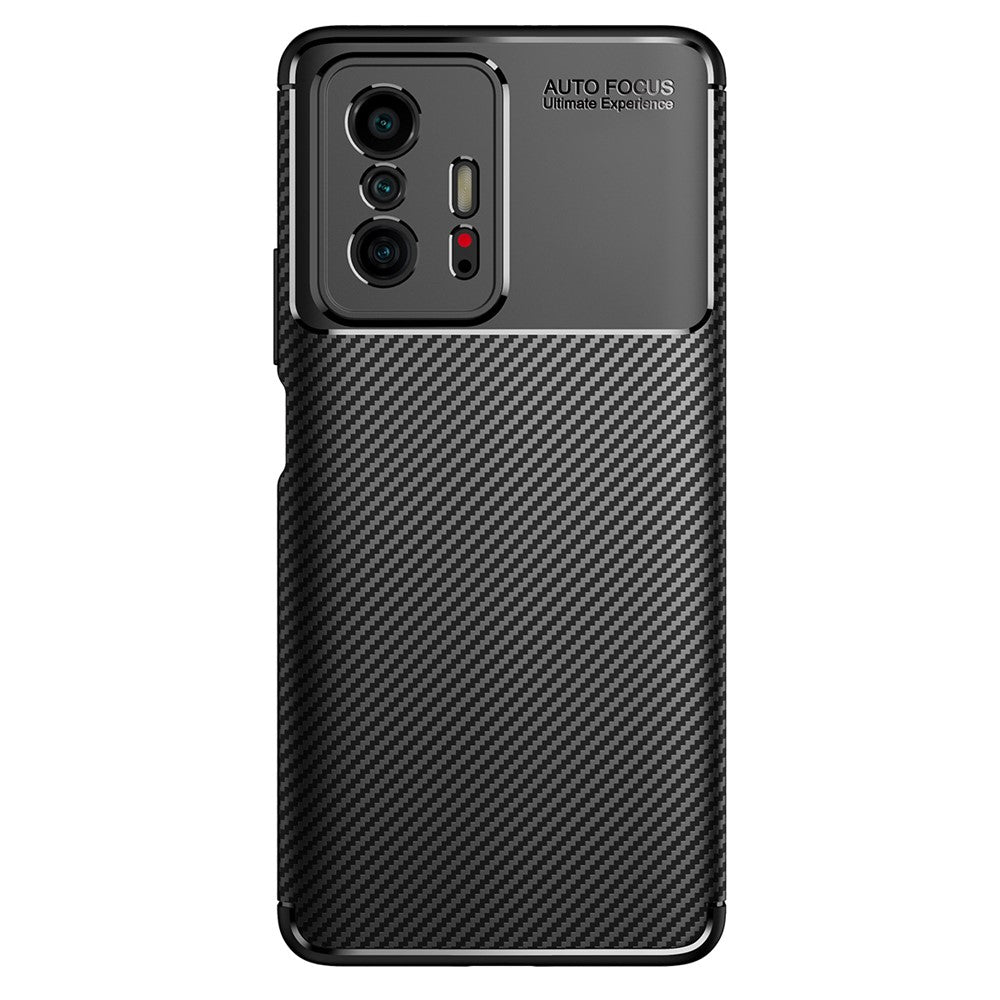 Carbon Fiber Texture Flexible TPU Drop-proof Phone Back Case Cover for Xiaomi 11T/11T Pro