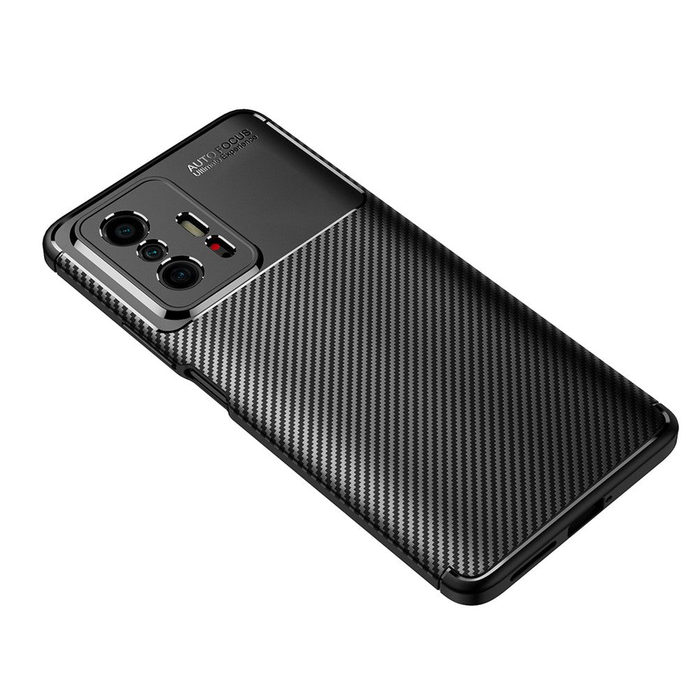 Carbon Fiber Texture Flexible TPU Drop-proof Phone Back Case Cover for Xiaomi 11T/11T Pro