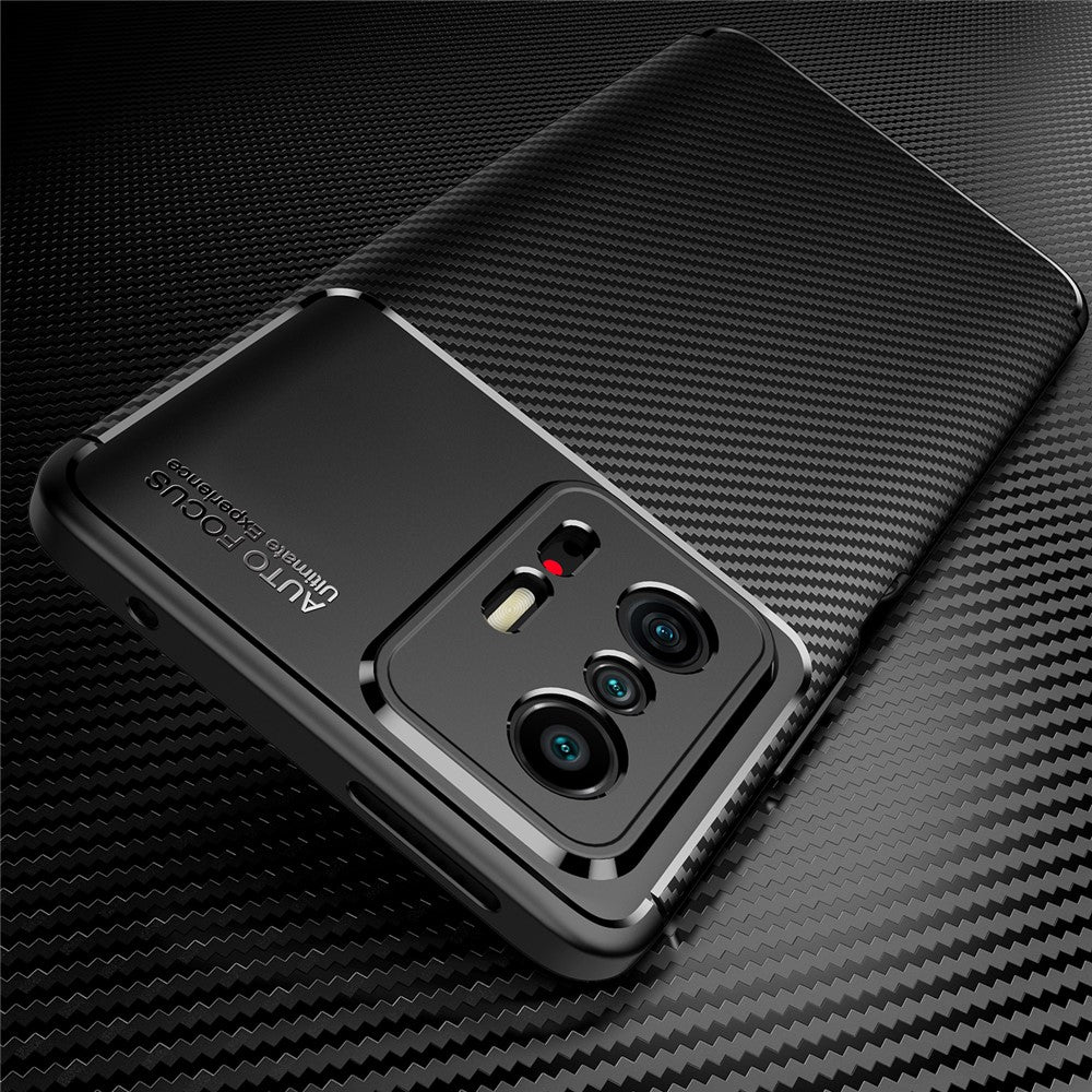 Carbon Fiber Texture Flexible TPU Drop-proof Phone Back Case Cover for Xiaomi 11T/11T Pro
