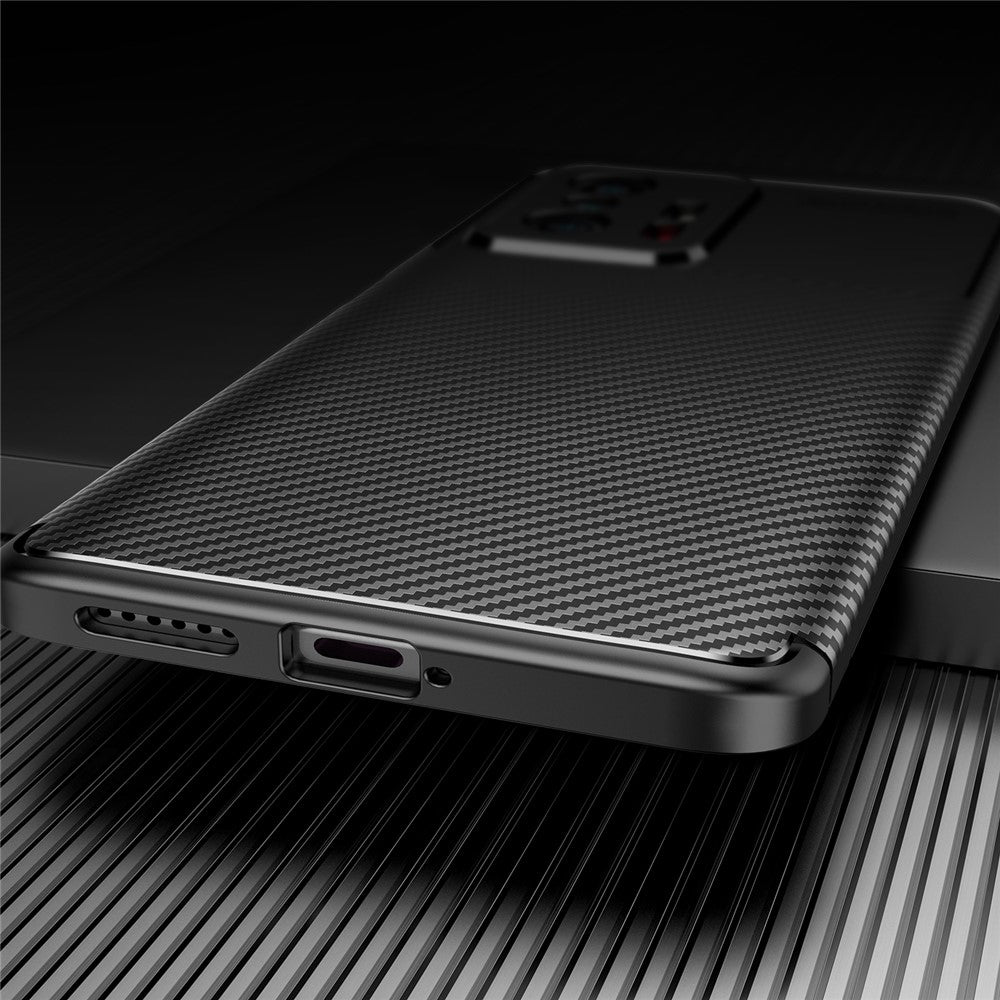 Carbon Fiber Texture Flexible TPU Drop-proof Phone Back Case Cover for Xiaomi 11T/11T Pro