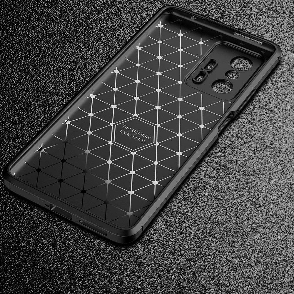 Carbon Fiber Texture Flexible TPU Drop-proof Phone Back Case Cover for Xiaomi 11T/11T Pro