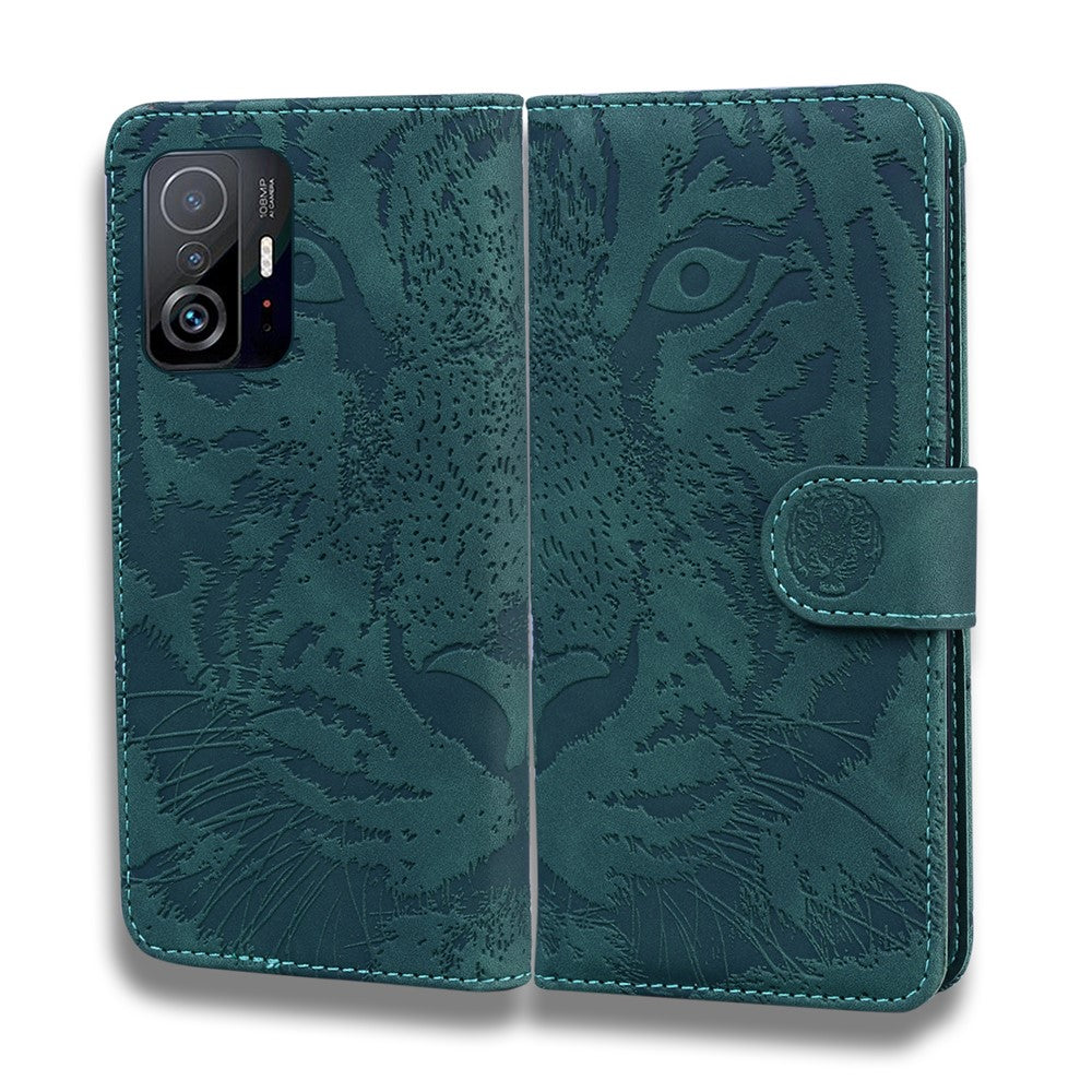 Stötsäkert PU-läder och TPU-flipfodral med tryckt tigermönster, plånboksfodral för Xiaomi 11T Pro / Xiaomi 11T