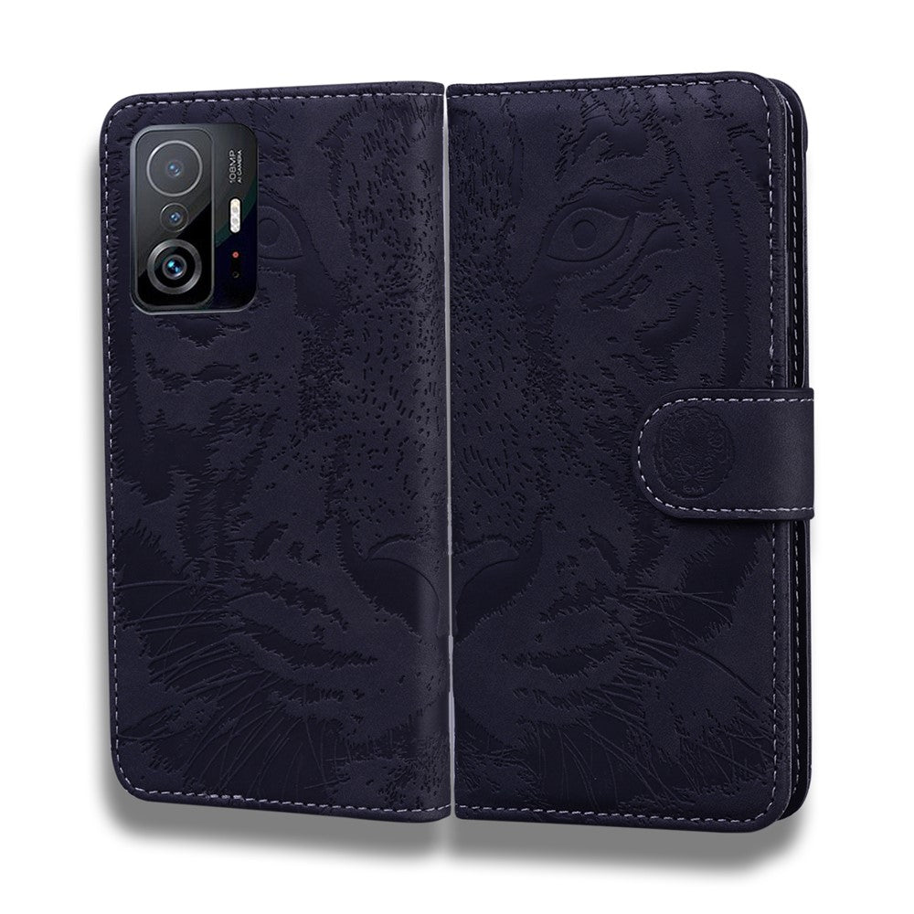Imprinted Tiger Pattern Shockproof PU Leather and TPU Phone Flip Case Wallet Stand Cover for Xiaomi 11T Pro / Xiaomi 11T