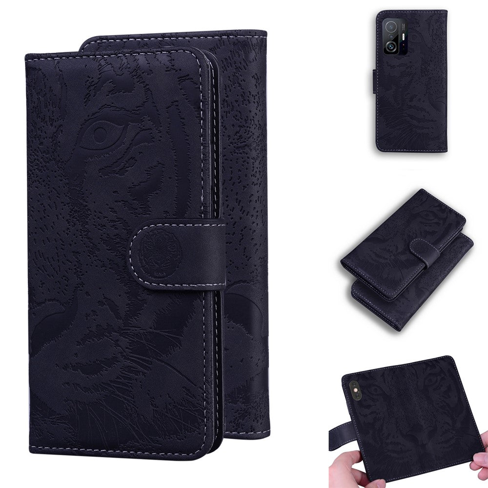 Stötsäkert PU-läder och TPU-flipfodral med tryckt tigermönster, plånboksfodral för Xiaomi 11T Pro / Xiaomi 11T