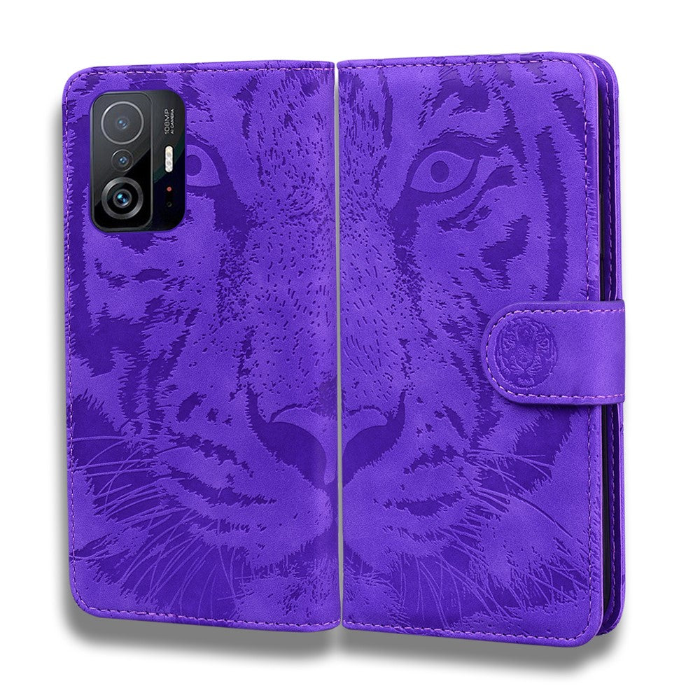 Stötsäkert PU-läder och TPU-flipfodral med tryckt tigermönster, plånboksfodral för Xiaomi 11T Pro / Xiaomi 11T