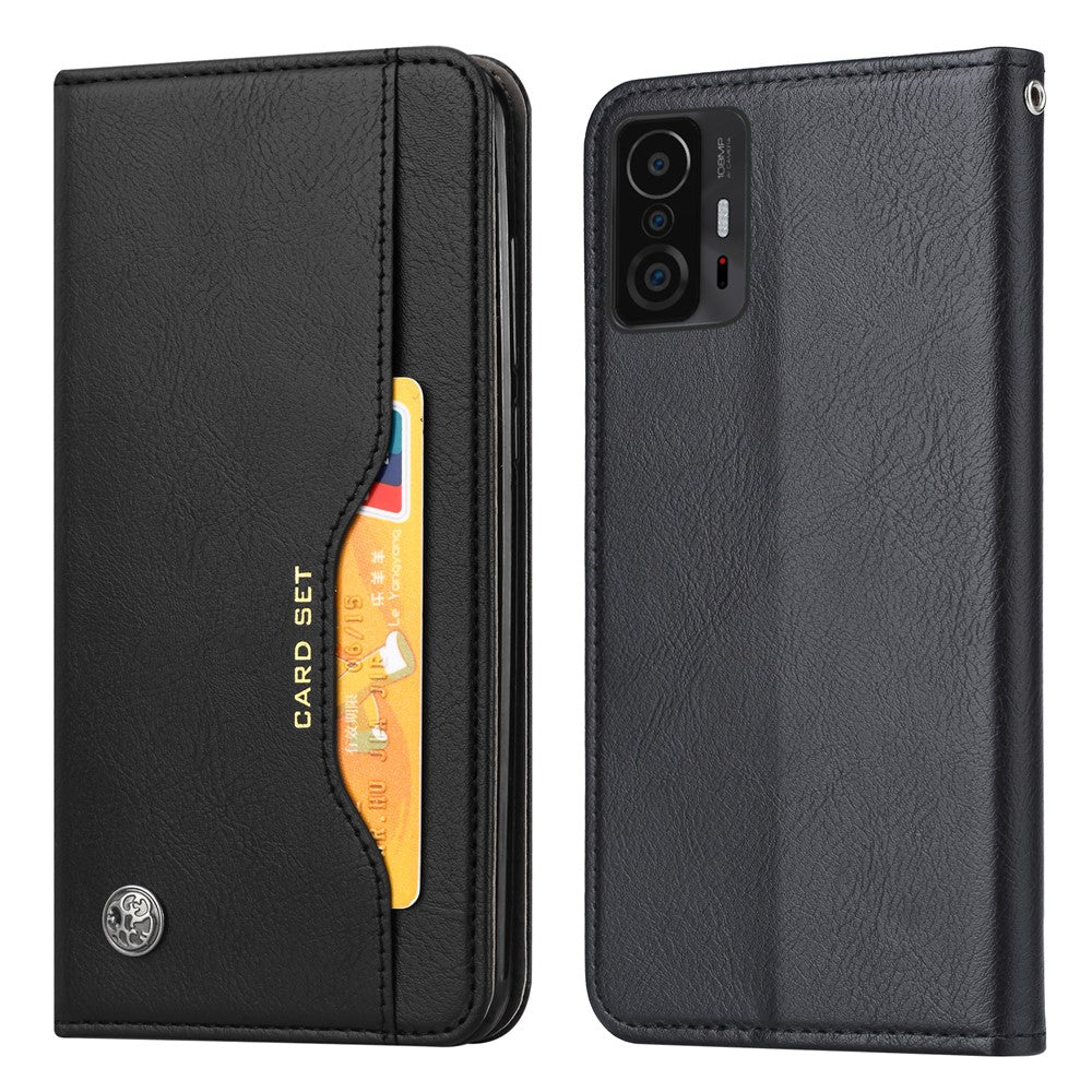 Auto-absorbed Outer Card Slot Wallet Stand Leather Cellphone Cover Protector for Xiaomi 11T / Xiaomi 11T Pro