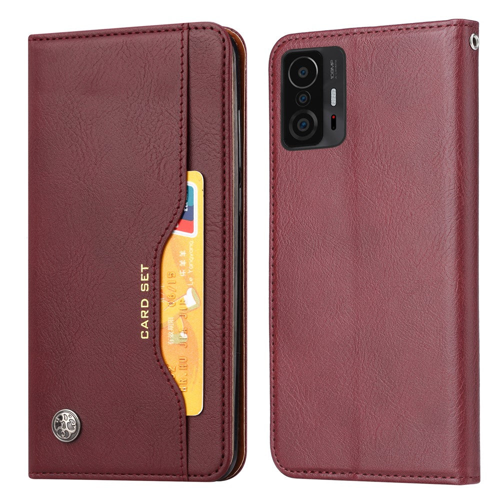 Auto-absorbed Outer Card Slot Wallet Stand Leather Cellphone Cover Protector for Xiaomi 11T / Xiaomi 11T Pro