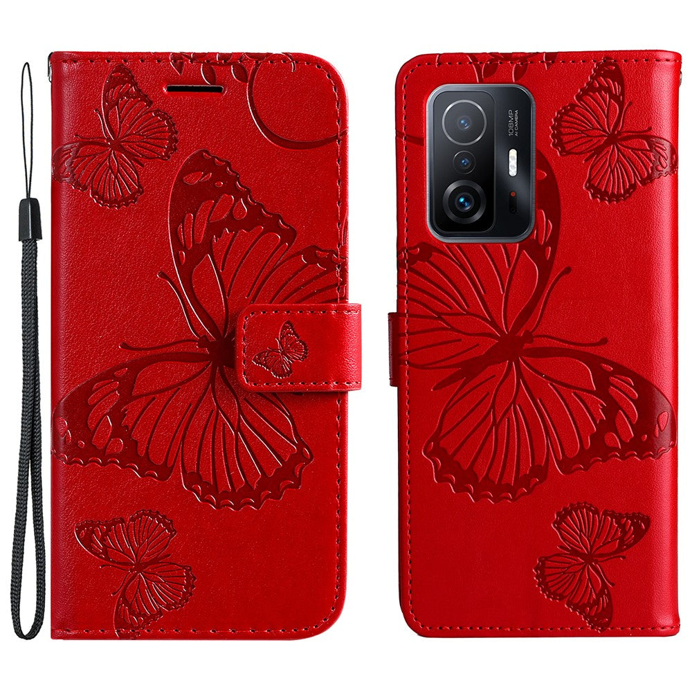 For Xiaomi 11T / 11T Pro Wallet Case Floral Butterfly Imprinted Leather Phone Cover Stand