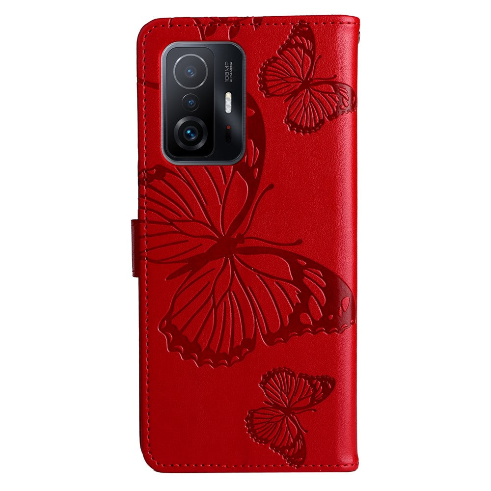 For Xiaomi 11T / 11T Pro Wallet Case Floral Butterfly Imprinted Leather Phone Cover Stand