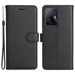 For Xiaomi 11T / 11T Pro Case Solid Color Leather Mobile Cover Wallet Stand with Strap