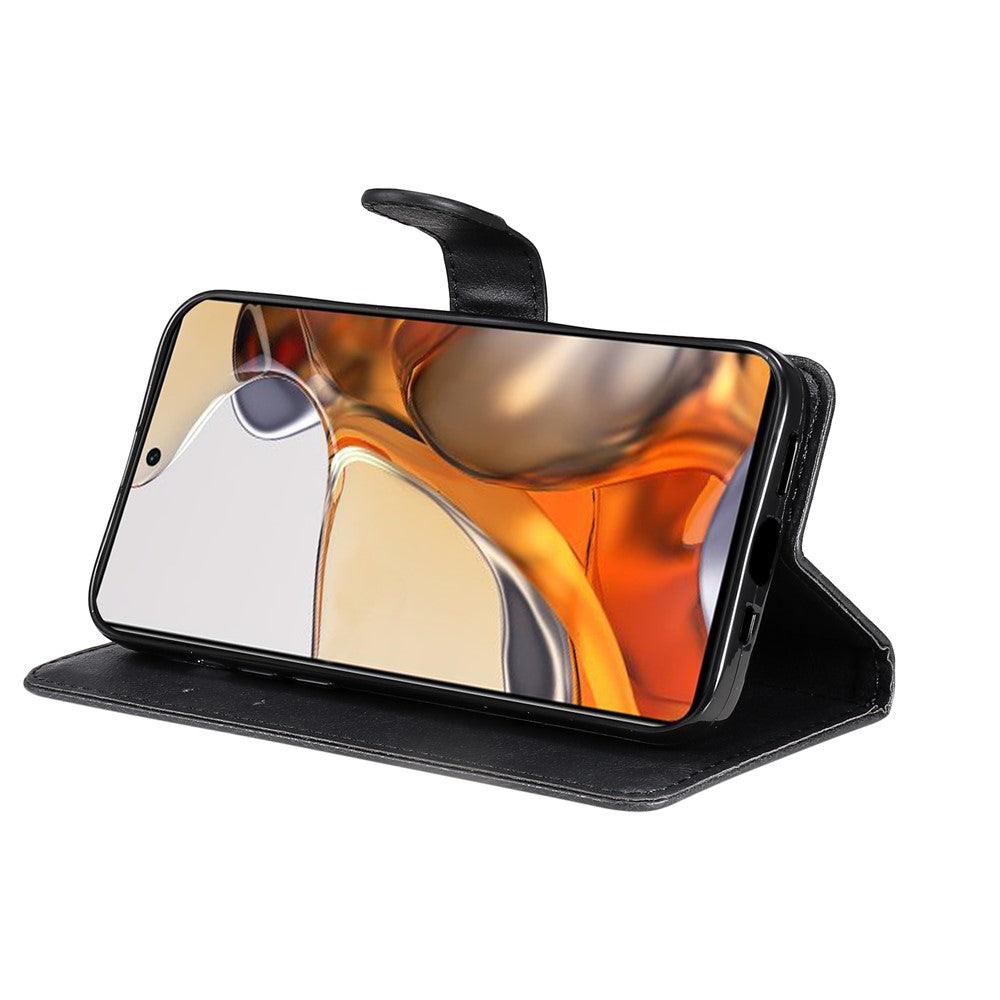 For Xiaomi 11T / 11T Pro Case Solid Color Leather Mobile Cover Wallet Stand with Strap