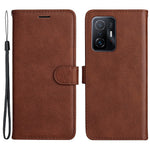 For Xiaomi 11T / 11T Pro Case Solid Color Leather Mobile Cover Wallet Stand with Strap