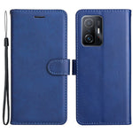 For Xiaomi 11T / 11T Pro Case Solid Color Leather Mobile Cover Wallet Stand with Strap